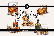 Watercolor PNG Whiskey Clipart, a Food Illustration by Geniecreativestudio (Thumbnail 1 of 9)