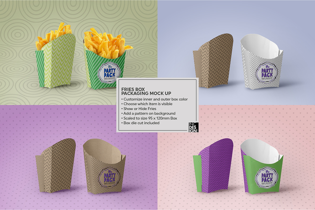 Fries Box Packaging Mockup, a Cups & Container Mockup by INCDesign (Photo 2 of 6)