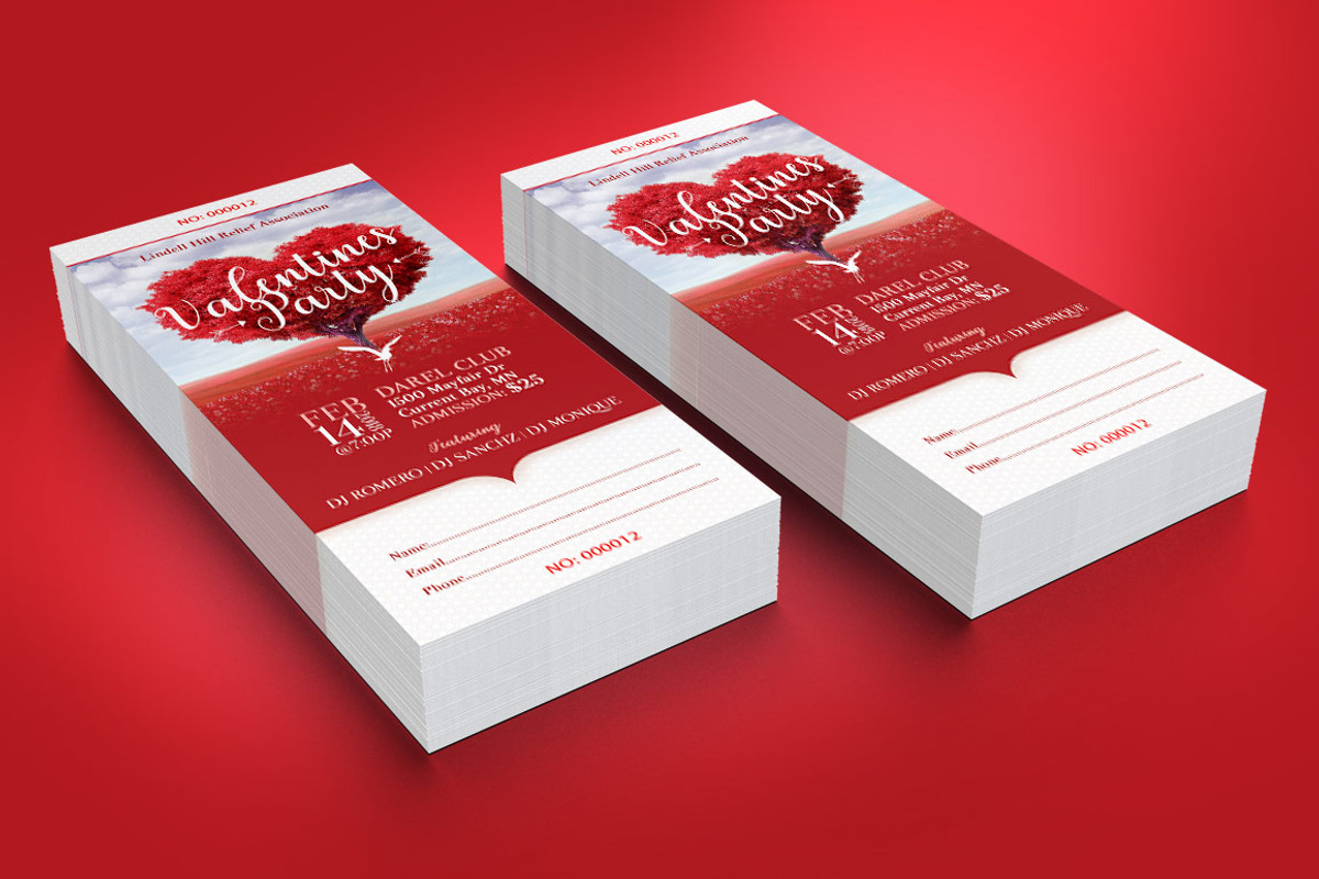 Tree Heart Valentines Party Ticket, a Card Template by Godserv Designs (Photo 6 of 9)