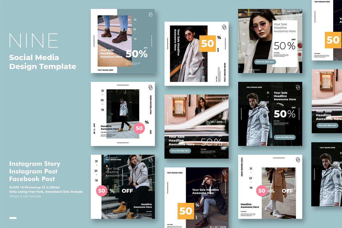 Social Media Cool Template, a Social Media Template by AM studio (Photo 1 of 6)