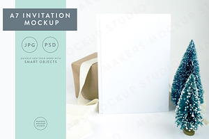 Christmas Card Invitation Mockup