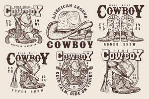 Cowboy vintage hand-drawn logo, a Branding & Logo Template by Billah Hub