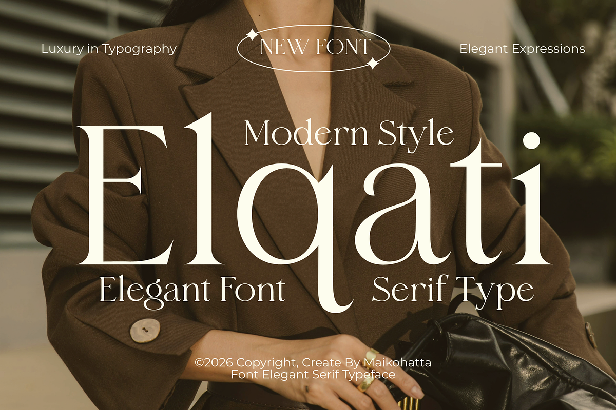 Elqati – Elegant Modern Serif Font, a Serif Font by MaikoHatta (Photo 1 of 8)