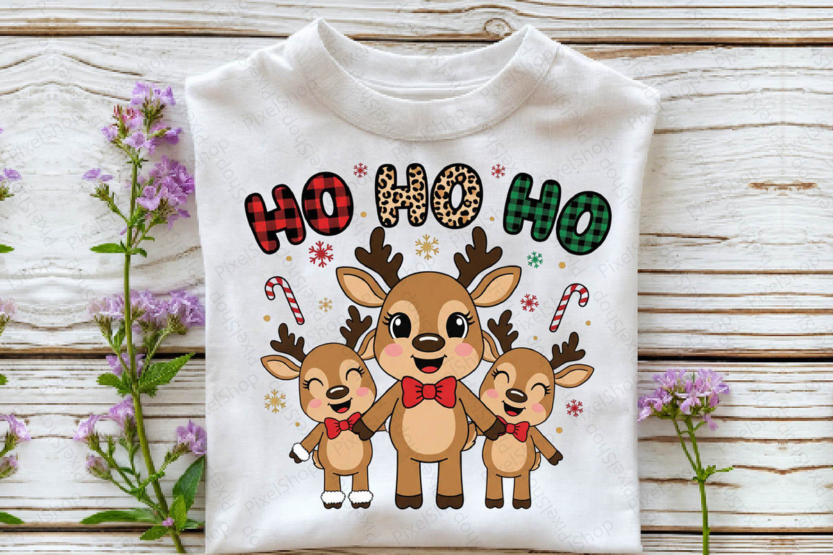 Ho Ho Ho Reindeer Christmas PNG, an Illustration by DreamPrint404 (Photo 3 of 7)