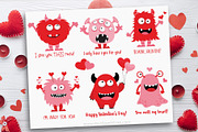 Funny Valentine Monsters, SVG, an Illustration by MyClipArtStore (Thumbnail 1 of 2)
