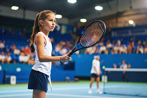 Young tennis player ready for serve, a Sports & Recreation Photo by DanFLCreativo