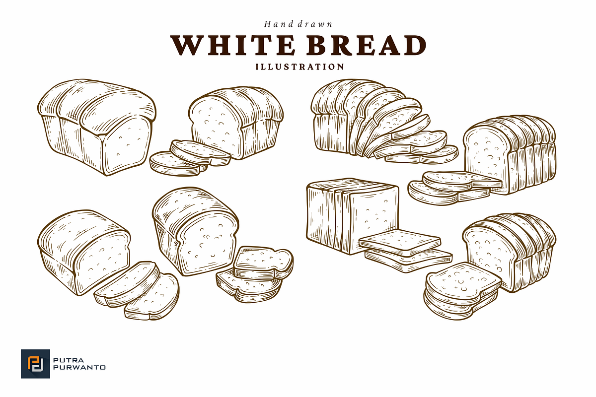White Bread Hand Drawn Illustration, an Object Graphic by putra_purwanto
