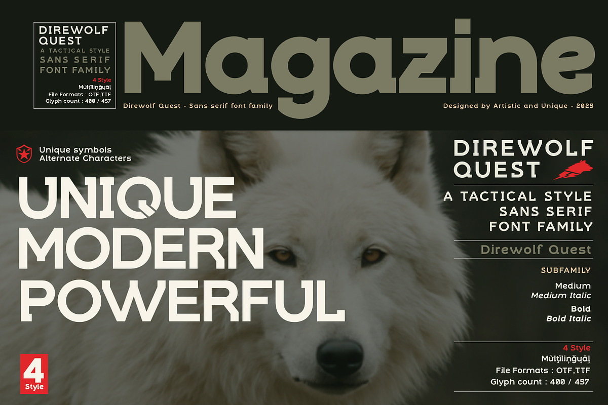 Direwolf Quest - Sans serif font, a Sans Serif Font by Artistic & Unique (Photo 12 of 15)