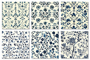 Blue Floral Toile Seamless Patterns, a Pattern Graphic by Dream Creation (Thumbnail 3 of 4)