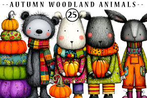 Autumn woodland animals clip art, an Illustration by CreationArt