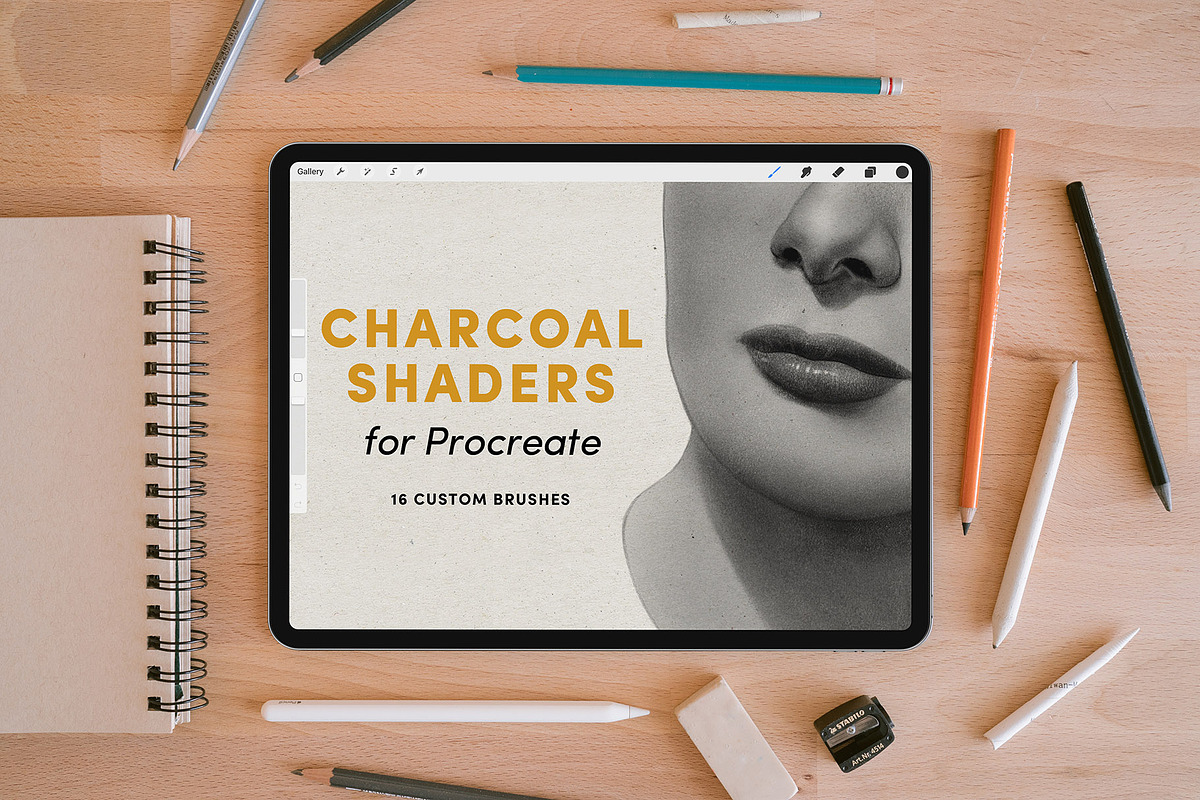 Charcoal Shaders – Procreate Brushes, a Brush Add-On by Sadie Lew (Photo 1 of 4)