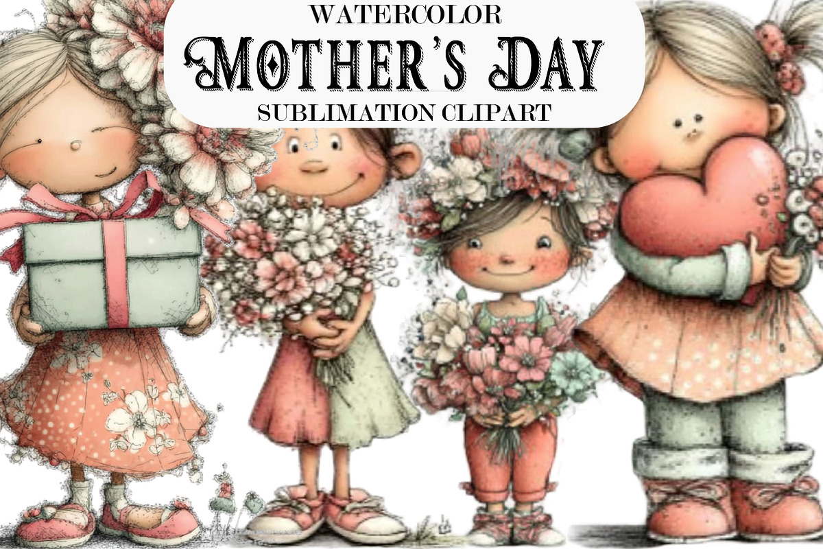 Mother’s Day Clipart Little Girl, a Seasonal Illustration by Designking (Photo 1 of 5)