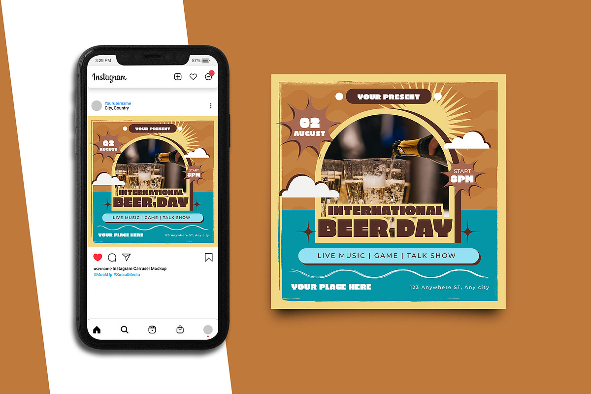 Beer Day Instagram Post Template, a Social Media Template by Artnivora.Std (Photo 2 of 5)