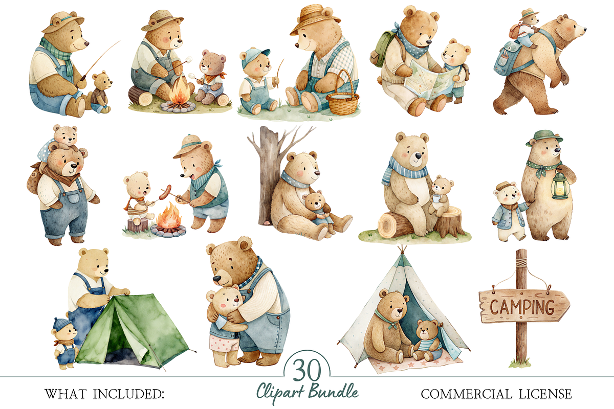 Daddy and Baby Bear PNG Set, an Animal Illustration by MockupWizard (Photo 2 of 5)