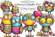 Whimsical Valentine Owl Clipart, an Illustration by designcity5 (Thumbnail 1 of 5)