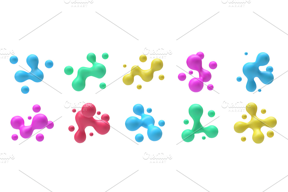 Liquid 3D metaball shapes. Glossy, an Illustration by winwin.art