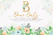 Dear Baby Watercolor Florals & Leaf, an Illustration by Momo Studio (Thumbnail 1 of 14)