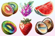 Summer Fruit Watercolor Clipart., a Graphic by CitraGraphics (Thumbnail 3 of 4)