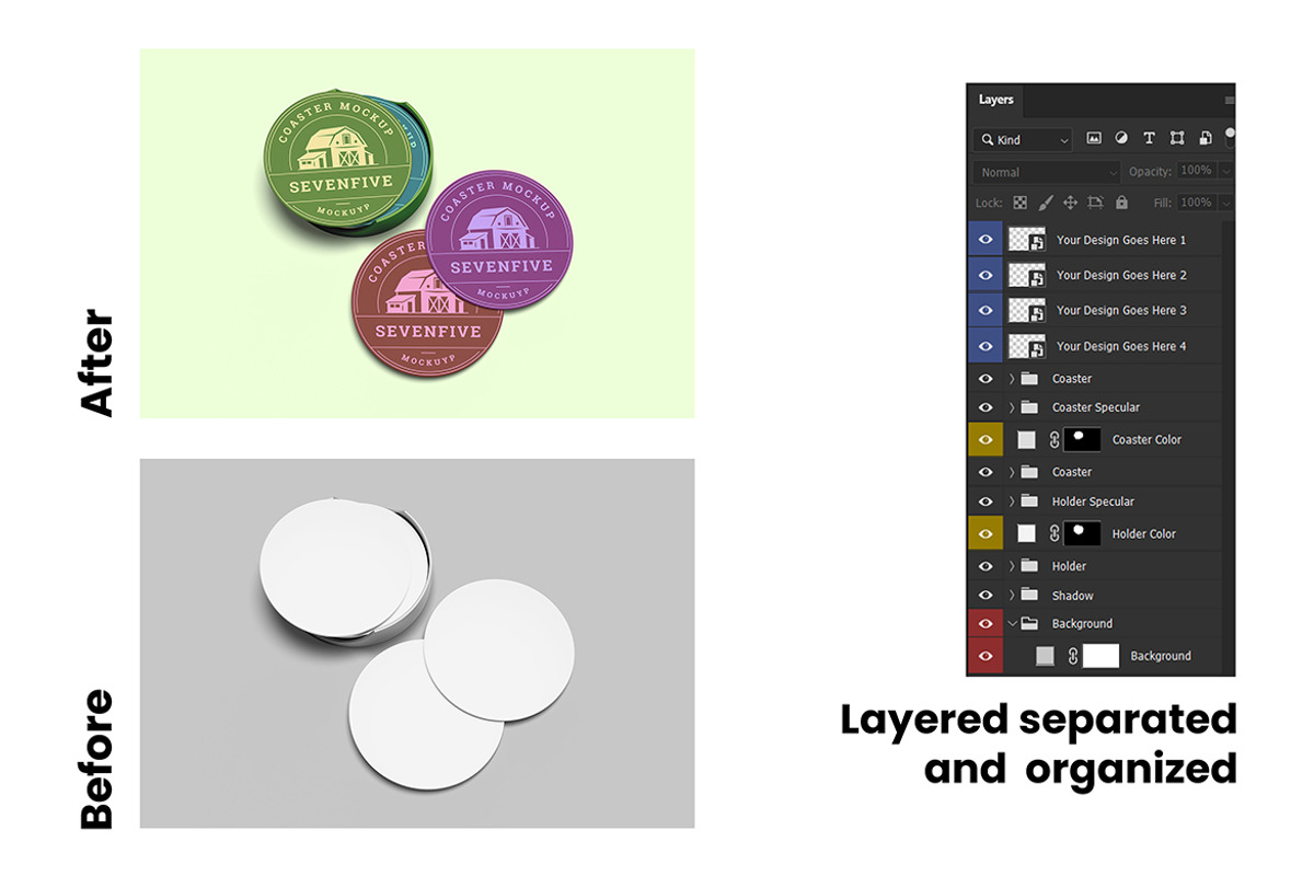 Circle Coaster Mockup, a Cups & Container Mockup by My Code Std (Photo 6 of 6)