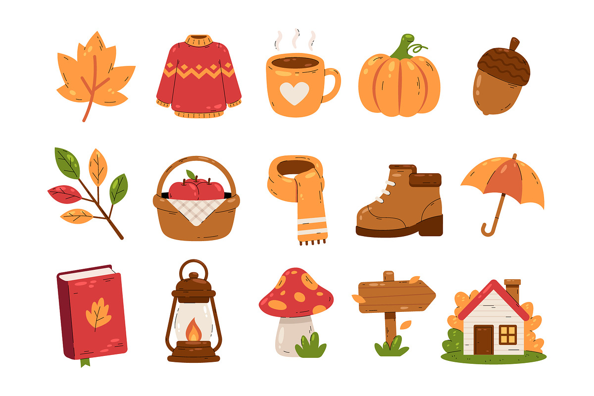 Autumn Clipart Vector Elements Set, an Object Graphic by Bilicube Studio (Photo 2 of 3)