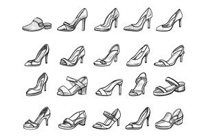 Womens Heeled Shoes Sandals. Doodle, an Object Illustration by LadadikArt