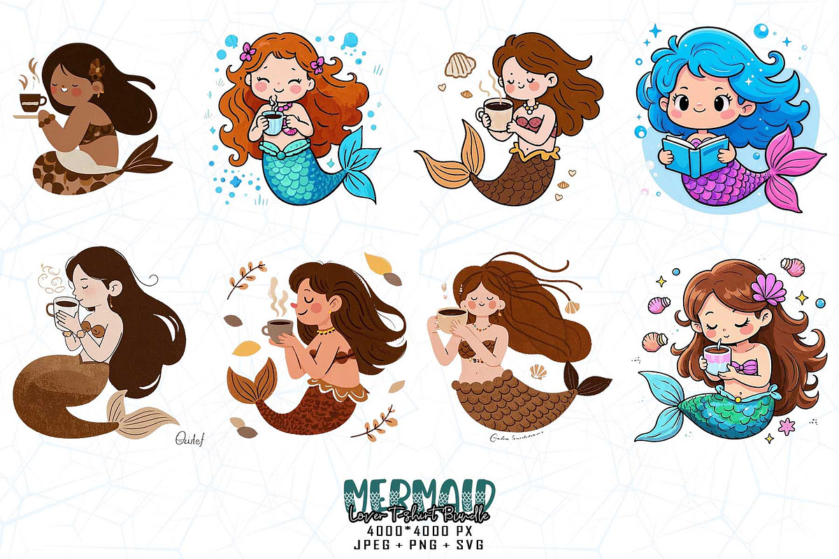 Cute Mermaid SVG Design Bundle, an Illustration by Sofia's Fashion (Photo 3 of 3)