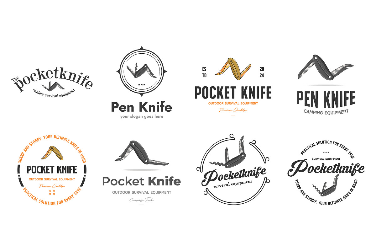 set bundle of pocket knife icon logo, a Branding & Logo Template by Pyruos ID