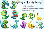 Cartoon Dinosaur Clipart Bundle, an Illustration by Craft Nest (Thumbnail 2 of 6)