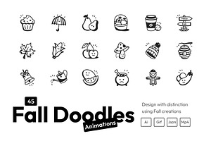 Animated Fall and Autumn Doodles, an Outline Icon by Prosymbols