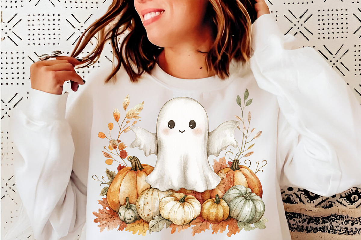 Watercolor Halloween Ghost Clipart, a Transportation Illustration by SinaCreation (Photo 8 of 9)