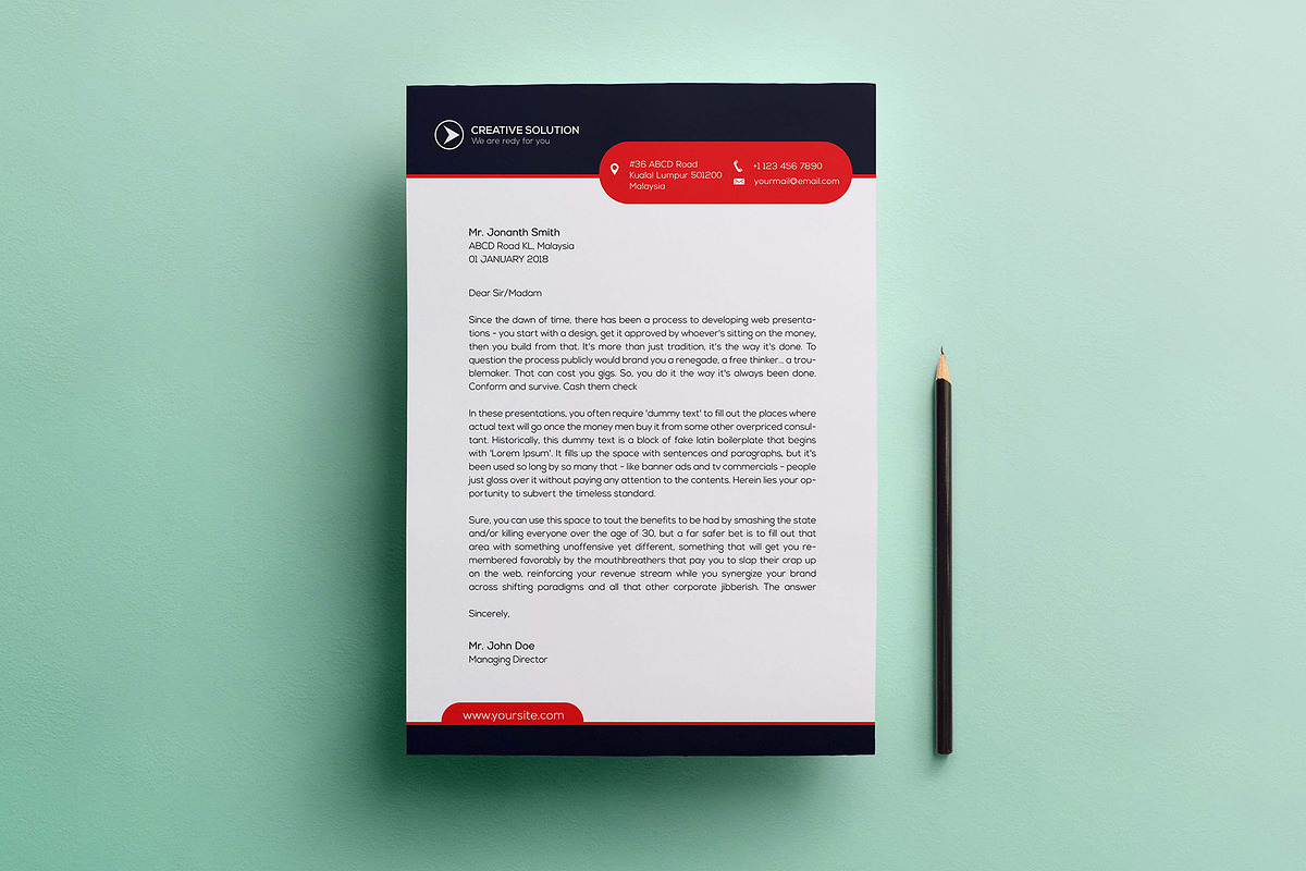 Corporate Letterhead with MS Word, a Stationery Template by GreenPixi (Photo 2 of 11)