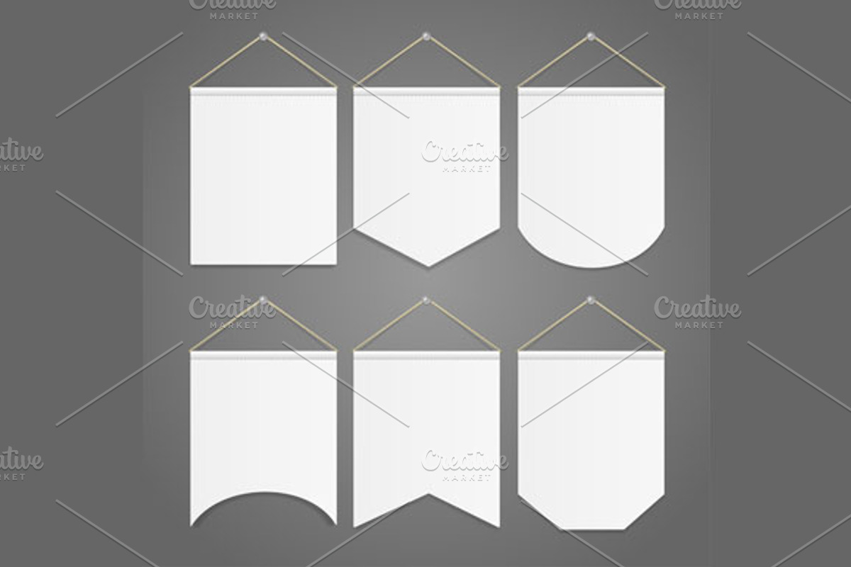 White Pennant Template Hanging, an Object Illustration by Vector and Templates (Photo 1 of 2)