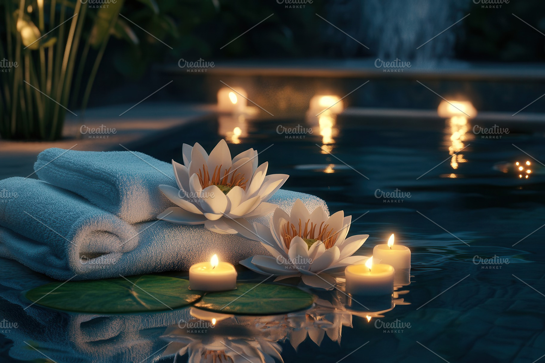 Spa wellness setup with white towels, a Photo by Pavel_design