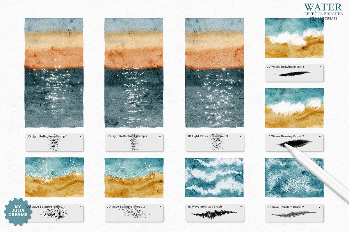 Water Effects Brushes Procreate, a Brush Add-On by Julia Dreams (Photo 5 of 6)