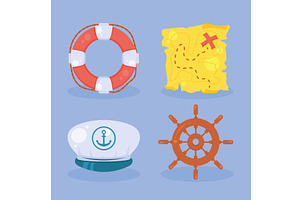 four nautical maritime icons, an Object Illustration by studiogstock