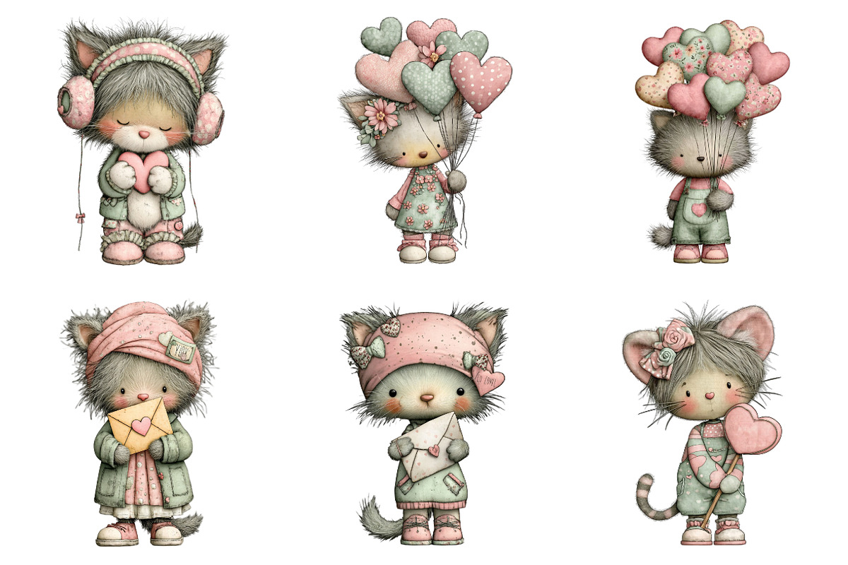 Whimsical Valentines Cat Png, an Illustration by SinaCreation (Photo 5 of 11)