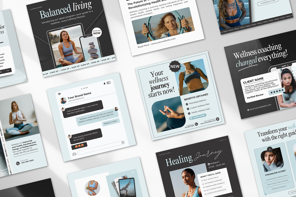 Wellness Static Ad Templates Canva, a Social Media Template by DigiPax (Photo 3 of 11)