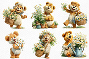 Whimsical Daisy Teddy Bear Clipart, a Seasonal Illustration by Craft Nest (Thumbnail 3 of 12)
