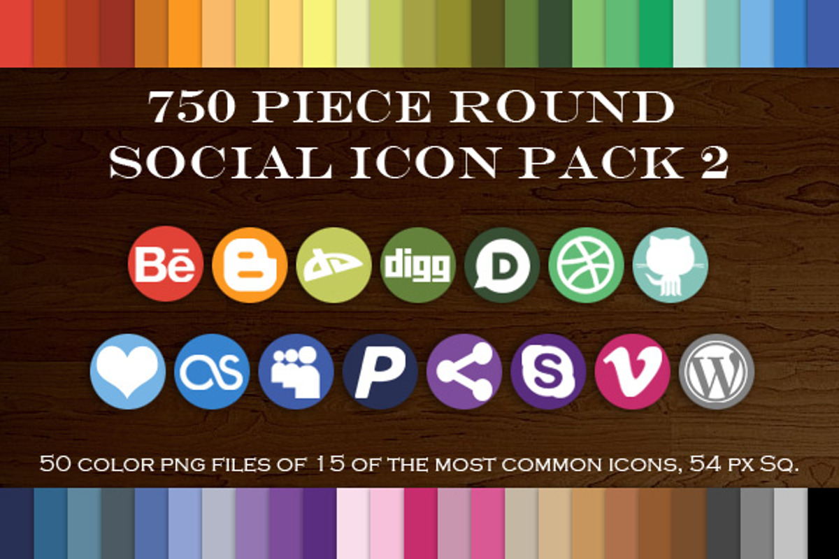 750 Piece Round Social Icons Pack 2, an Icon by The Geekery Store