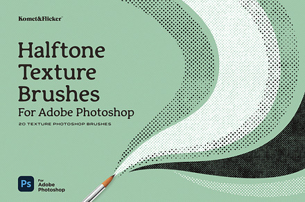 Halftone Texture Brushes for PS, a Brush Add-On by Komet & Flicker