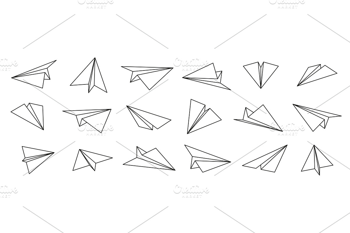 Paper planes icons. Folded origami, a Graphic by Frogella