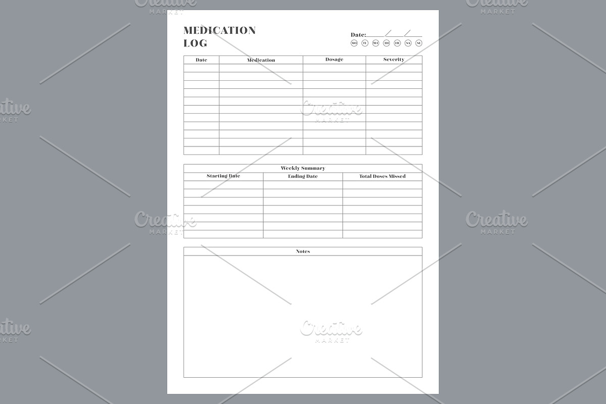 Mediation Log Self Care Planner, a Stationery Template by shahsoft (Photo 2 of 4)