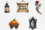 Vintage Halloween Elements Clipart, an Illustration by CrexoraLab (Thumbnail 2 of 5)