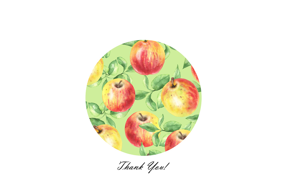 Watercolor Apple Seamless Patterns, a Food Illustration by OlDm_Shop (Photo 10 of 10)