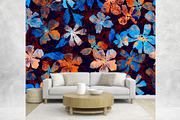 Blue & Orange Floral Pattern, a Pattern Graphic by MartinShop (Thumbnail 5 of 10)