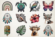Watercolor Boho Summer Clipart Set, an Illustration by RobertsArt (Thumbnail 4 of 5)