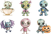 Cute Kawaii Zombie Doll Clipart, an Illustration by CraftArtStudio (Thumbnail 2 of 6)