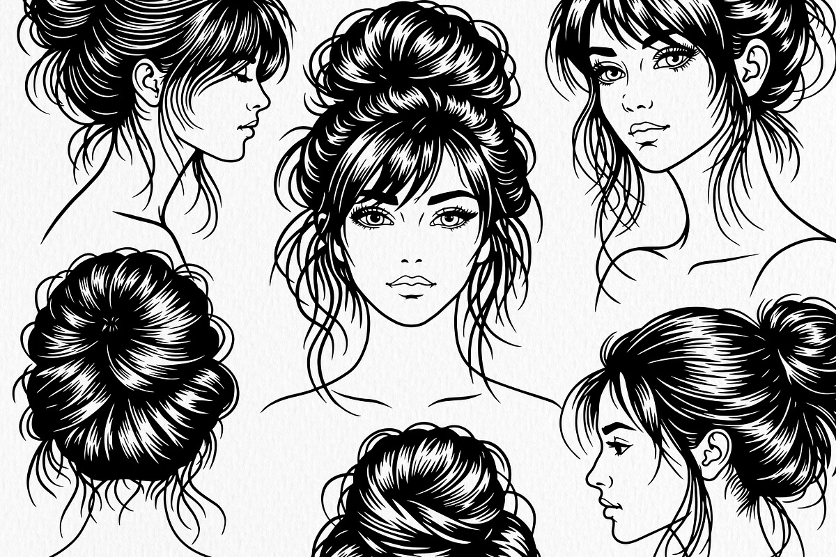 Messy Bun Illustration Vector, a Person Illustration by Tekuni (Photo 2 of 8)