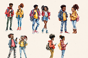 TEENAGE STUDENTS CLIPART PACK, a Person Illustration by Daring Digies (Thumbnail 5 of 7)