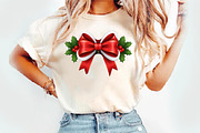 Christmas Coquette bow PNG, an Illustration by Watercolor design (Thumbnail 2 of 3)